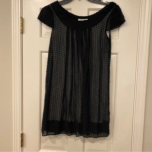 Alice + Olivia Black Swiss Dot silk y2k babydoll dress
